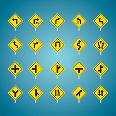Set of american road sign icons