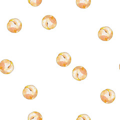 Watercolor apricot fruit isolated on white background. Handwork exotic summer draw. Hello my style. Seamless pattern.