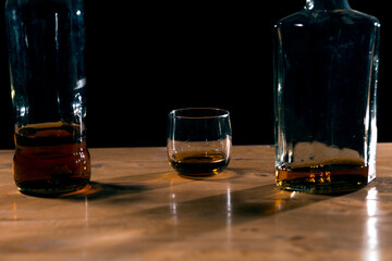 glass of whiskey and ice