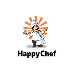 Cartoon chef or cook mascot logo Premium Vector illustration