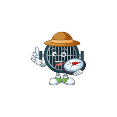 Experience explorer of grill cartoon character style using compass