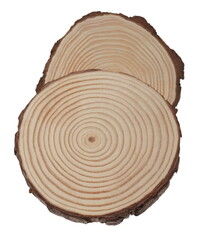 Fototapeta premium Tree trunk cross section, wooden stumps isolated on white background with clipping path