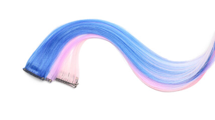 Colorful hair strands on white background