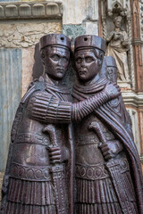 The Portrait of the Four Tetrarchs sculpture on the facade of St Mark's Basilica