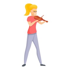 Girl violinist icon. Cartoon of girl violinist vector icon for web design isolated on white background