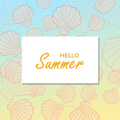 Hello Summer with seashell. Design template for Brochure, Flyer or Depliant for business purposes. Vector background