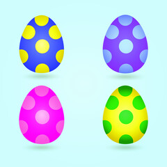 Colorful easter eggs set isolated on white background. Traditional easter symbol. Vector illustration.