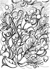Doodle floral pattern  blach background