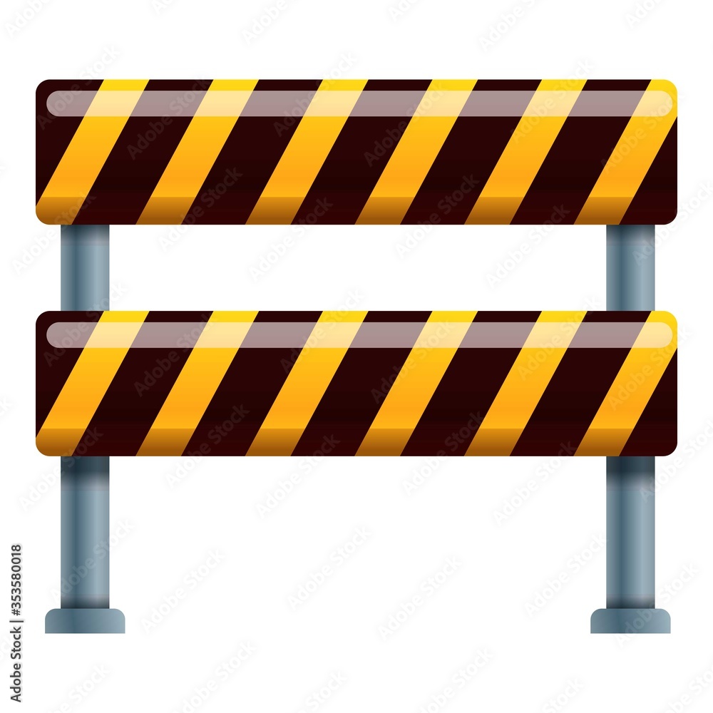 Poster road block barrier icon. cartoon of road block barrier vector icon for web design isolated on white 