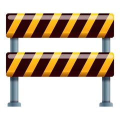 Road block barrier icon. Cartoon of road block barrier vector icon for web design isolated on white background