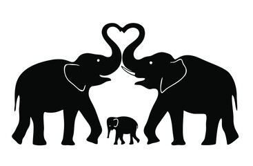 Vector illustration of loving Elephants Family