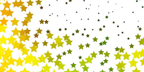 Light Green, Yellow vector template with neon stars. Decorative illustration with stars on abstract template. Pattern for websites, landing pages.