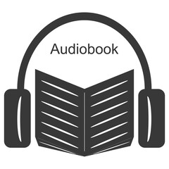 Book and headphone icon symbol. Concept of Audiobook