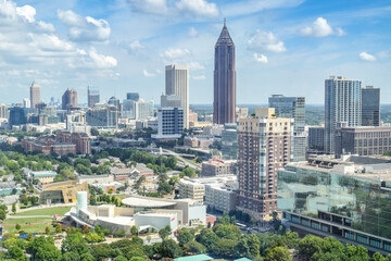 Fototapeta na wymiar Aerial View of Atlanta's Skyline in Summer - Atlanta, Georgia, USA