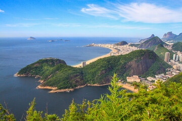 Cityscape of Rio de Janeiro with bays, Ipanema and Copacabana beaches and hills