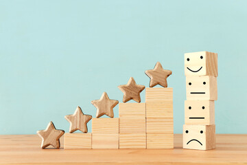 concept image of setting a five star goal. increase rating or ranking, evaluation and...