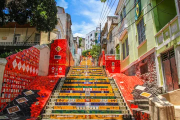 Stickers pour porte Rio de Janeiro World-famous steps Escadaria Selarón at Rio de Janeiro (no people)