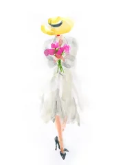 Mädchen mit Blumen. Modeillustration. Aquarellmalerei © Anna Ismagilova