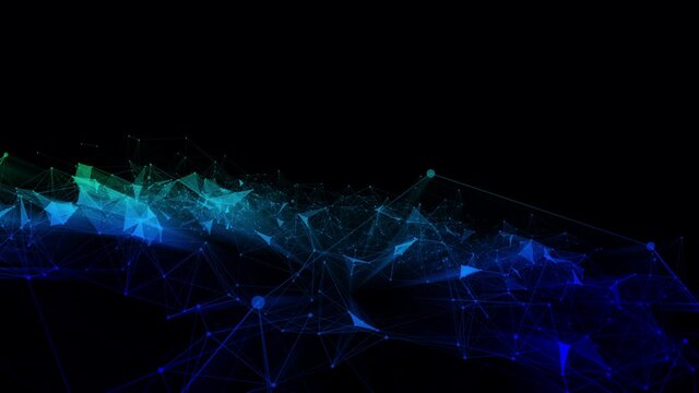 4k 3d abstract Digital background with graph made of nodes shaped marketing text.abstract neon geometrical lines with moving triangles and connection dots. marketing;