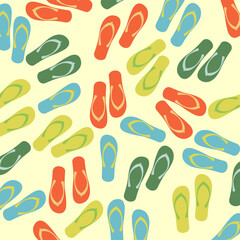 Background beach slippers. Summer pattern.