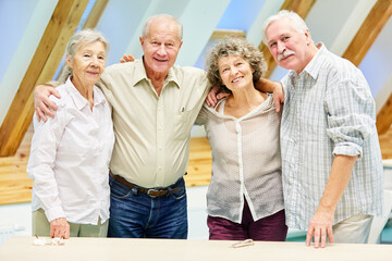 Group seniors as friends in nursing home