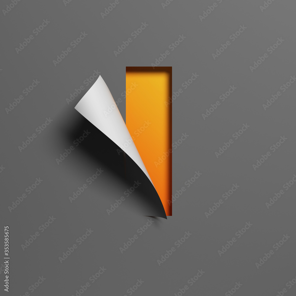 Poster curl paper font 3d rendering letter i