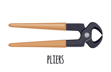 Vector cutting pliers icon in flat style isolated on white background.