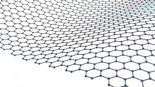 physical structure of a new type modern material graphen single layer, waving isolated on white