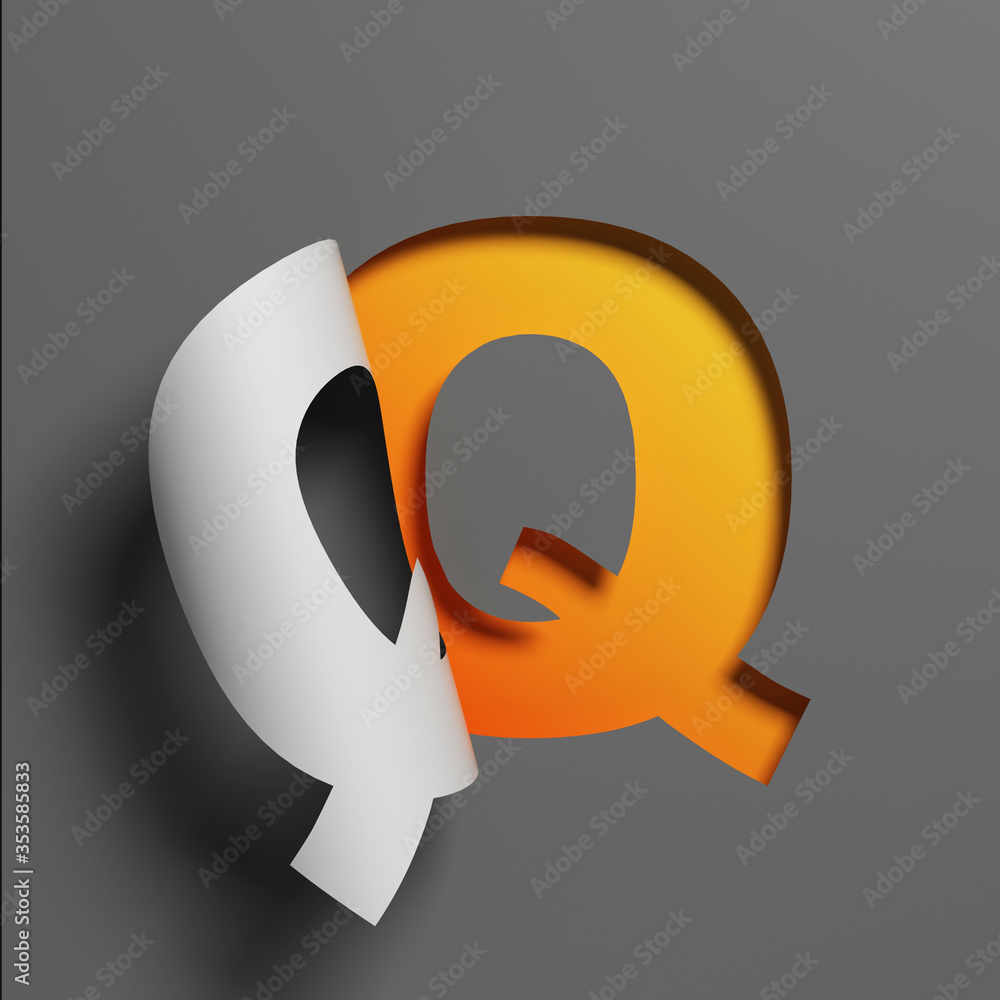 Aufkleber curl paper font 3d rendering letter q