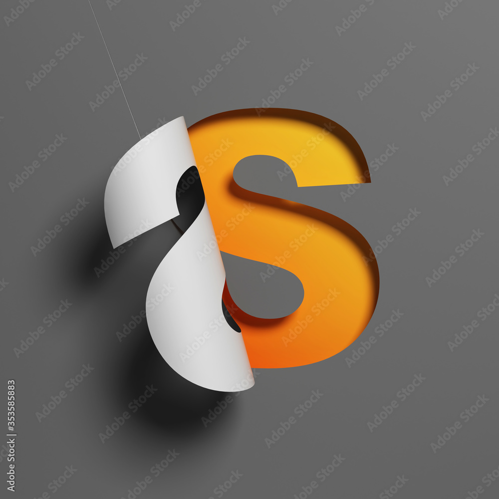 Aufkleber curl paper font 3d rendering letter s