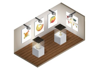 Isometric art gallery interior