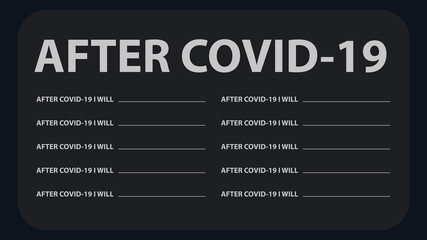 AFTER COVID-19. To-do list after pandemic. Vector illustration.