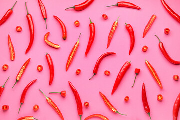 Hot chili pepper on color background