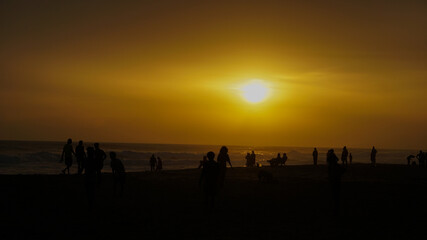 Fototapeta na wymiar Sunset on Varkala Beach Popular Tourist Destination Varkala