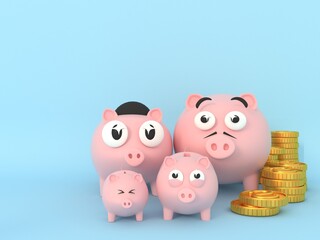 3D piggy-bank concept - like savings, banking, finance etc goes success financial . 3d rendering