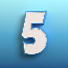 Cartoon 3d font, 3d rendering, number 5