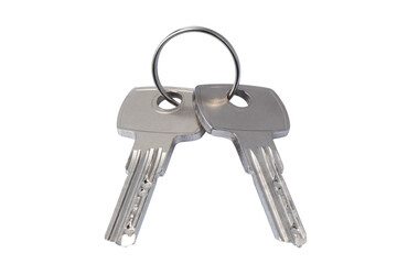 two keys isolated on white background with clipping path and copy space for your text