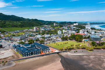 Fototapeta na wymiar Japan Kagoshima Kirishima Miyazaki aerial cityscape landscape view scene
