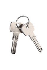 two keys isolated on white background with clipping path and copy space for your text