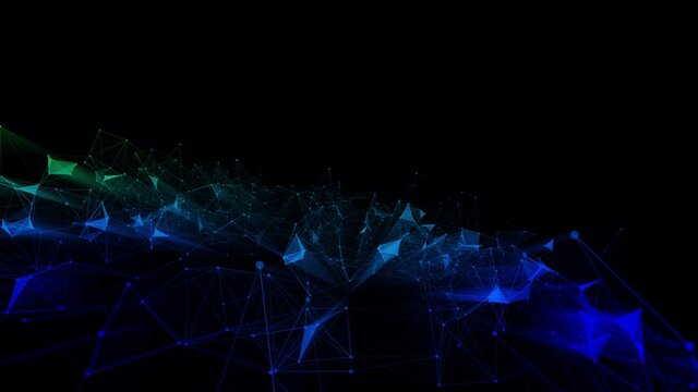 4k 3d abstract Digital background with graph made of nodes shaped digital text.abstract neon geometrical lines with moving triangles and connection dots. 