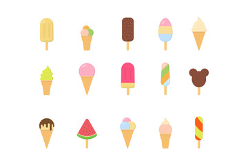 Ice cream icon set flat style