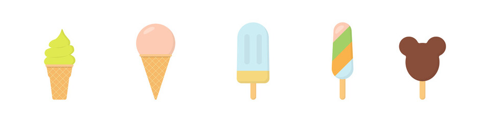 Ice cream icon set flat style