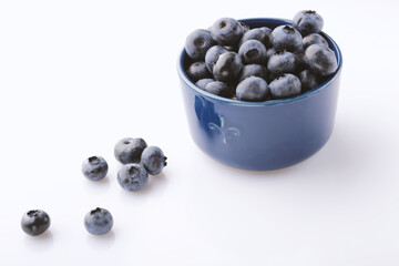 ripe blueberries shot on a white background isolate