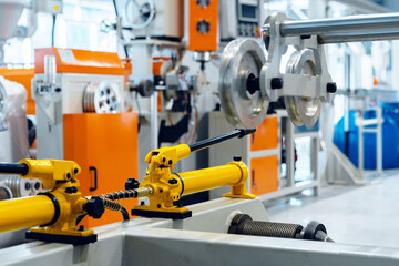 Inside the new factory manufacturing electrical cable. Cable production.