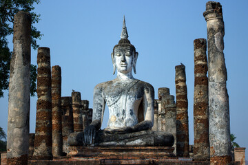 Buddha statue in ancient thai temple