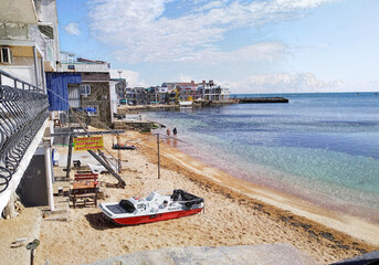 Пейзаж имитация акварели Эллинги в Феодосии 