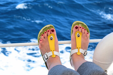 flip flops by the sea - at ferry Alexandroupolis - Samothraki