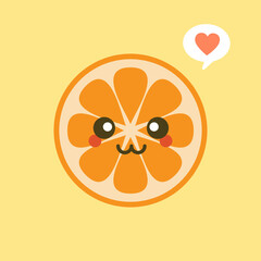 Fototapeta premium cute and kawaii Cartoon character orange. Healthy Happy Organic Fruit Character Illustration. Citrus fruits that are high in vitamin C. Sour, helping to feel fresh. 
