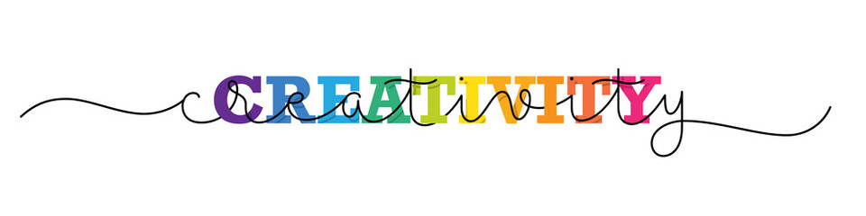 CREATIVITY rainbow gradient vector mixed typography with monoline calligraphy © HowLettery Studio