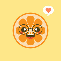 cute and kawaii Cartoon character orange. Healthy Happy Organic Fruit Character Illustration. Citrus fruits that are high in vitamin C. Sour, helping to feel fresh.
